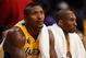 LOS ANGELES, CA - OCTOBER 27:  (L-R) Ron Artest #37 and Kobe Bryant #24 of the Los Angeles Lakers sit on the bench during the season opening game against the Los Angeles Clippers at Staples Center on October 27, 2009 in Los Angeles, California.  The Lakers won 99-92.  NOTE TO USER: User expressly acknowledges and agrees that, by downloading and or using this photograph, User is consenting to the terms and conditions of the Getty Images License Agreement. Mandatory Copyright Notice: Copyright 2009 NBAE  (Photo by Kevork Djansezian/Getty Images)