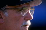 26 May 1997: Manager Jim Leyland of the Florida Marlins in the dugout during the Marlins 5-3 loss to the Los Angeles Dodgers at Dodger Stadium in Los Angeles, California.