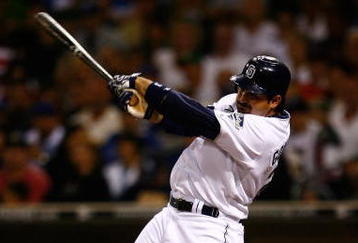 SAN DIEGO - JULY 03:  Adrian Gonzalez #23 of the San Diego Padres bats against Los Angeles Dodgers at Petco Park on July 3, 2009 in San Diego, California.  (Photo by Jeff Gross/Getty Images)