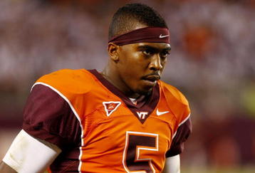 BLACKSBURG, VA - OCTOBER 29:  Quarterback Tyrod Taylor #5 of the Virginia Tech University Hokies watches the action from the sidelines during the fourth quarter of the game against the North Carolina Tar Heels at Lane Stadium on October 29, 2009 in Blacksburg, Virginia.  (Photo by Scott Halleran/Getty Images)