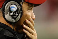 ATHENS, GA - SEPTEMBER 26: Head Coach Mark Richt of the Georgia Bulldogs watches the action against the Arizona State Sun Devils at Sanford Stadium on September 26, 2009 in Athens, Georgia. (Photo by Scott Cunningham/Getty Images)