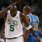 BOSTON - NOVEMBER 01: Kevin Garnett #5 of the Boston Celtics bats himself on the head in the first half against the New Orleans Hornets at the TD Garden on November 1, 2009 in Boston, Massachusetts. NOTE TO USER: User expressly acknowledges and agrees that, by downloading and or using this photograph, User is consenting to the terms and conditions of the Getty Images License Agreement. (Photo by Elsa/Getty Images)