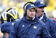 ANN ARBOR, MI - OCTOBER 24: Head Coach Rich Rodriguez of the Michigan Wolverines looks on while playing the Penn State Nittany Lions on October 24, 2009 at Michigan Stadium in Ann Arbor, Michigan. Penn State won the game 35-10. (Photo by Gregory Shamus/Getty Images)