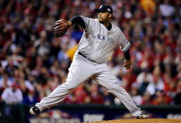 PHILADELPHIA - NOVEMBER 01:  Starting pitcher C.C. Sabathia #52 of the New York Yankees throws a pitch against the Philadelphia Phillies in Game Four of the 2009 MLB World Series at Citizens Bank Park on November 1, 2009 in Philadelphia, Pennsylvania.  (Photo by Jeff Zelevansky/Getty Images)