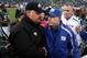 PHILADELPHIA - NOVEMBER 01: Head coach Andy Reid of the Philadelphia Eagles shakes hands with head coach Tom Coughlin of the New York Giants after their game on November 1, 2009 at Lincoln Financial Field in Philadelphia, Pennsylvania. The Eagles defeated the Giants 40-17. (Photo by Jim McIsaac/Getty Images)