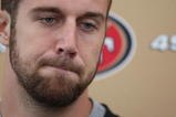 SANTA CLARA, CA - MAY 01:  Quarterback Alex Smith #11 of the San Francisco 49ers talks with the media during the 49ers Minicamp at their training facilities on May 1, 2009 in Santa Clara, California.  (Photo by Jed Jacobsohn/Getty Images)