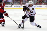 WASHINGTON DC, DC - SEPTEMBER 23:  Colin Fraser #46 of the Chicago Blackhawks skates against the Washington Capitals during their preseason game on September 23, 2009 at the Verizon Center in Washington, DC.  (Photo by Jim McIsaac/Getty Images)