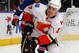 NEW YORK - DECEMBER 07: Rene Bourque #17 of the Calgary Flames skates against the New York Rangers on December 7, 2008 at Madison Square Garden in New York City. The Flames defeated the Rangers 3-0. (Photo by Jim McIsaac/Getty Images)