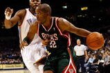 OKLAHOMA CITY - OCTOBER 29:  Michael Redd #22 of the Milwaukee Bucks drives to the basket past Chris Wilcox #54 of the Oklahoma City Thunder at the Ford Center on October 29, 2008 in Oklahoma City, Oklahoma. The Bucks won 98-87.  NOTE TO USER: User expressly acknowledges and agrees that, by downloading and/or using this Photograph, user is consenting to the terms and conditions of the Getty Images License Agreement.  (Photo by Chris Graythen/Getty Images)