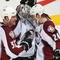 CALGARY, CANADA - OCTOBER 28:  Craig Anderson #41 of the Colorado Avalanche is congratulated by teammates Adam Foote #52 and Paul Stastny #26 following their team's 10th win of the season against the Calgary Flames on October 28, 2009 at the Pengrowth Saddledome in Calgary, Alberta, Canada. (Photo by Dale MacMillan/Getty Images)