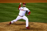 PHILADELPHIA - NOVEMBER 01:  Brad Lidge #54 of the Philadelphia Phillies throws a pitch against the New York Yankees in Game Four of the 2009 MLB World Series at Citizens Bank Park on November 1, 2009 in Philadelphia, Pennsylvania.  (Photo by Chris McGrath/Getty Images)