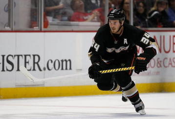 ANAHEIM, CA - SEPTEMBER 21:  James Wisniewski #34 of the Anaheim Ducks skates during the preseason game against the San Jose Sharks at the Honda Center on September 21, 2009 in Anaheim, California.  The Ducks defeated the Sharks 3-2.  (Photo by Jeff Gross/Getty Images)
