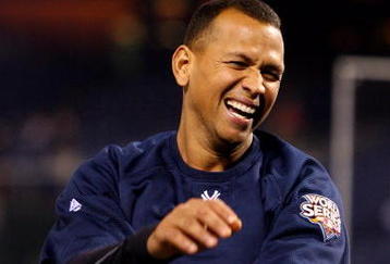 PHILADELPHIA - NOVEMBER 01:  Alex Rodriguez #13 of the New York Yankees laughs during batting practice against the Philadelphia Phillies in Game Four of the 2009 MLB World Series at Citizens Bank Park on November 1, 2009 in Philadelphia, Pennsylvania.  (Photo by Al Bello/Getty Images)