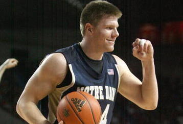 LOUISVILLE, KY - JANUARY 12:  Luke Harangody #44 of the Notre Dame Fighting Irish reacts during the Big East Conference game against the Louisville Cardinals on January 12, 2009 at Freedom Hall in Louisville, Kentucky.  (Photo by Andy Lyons/Getty Images)