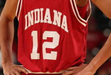 INDIANAPOLIS - MARCH 12:  Verdell Jones III #12 of the Indiana Hoosiers looks on against the Penn State Nittany Lions during the first round of the Big Ten Men's Basketball Tournament at Conseco Fieldhouse on March 12, 2009 in Indianapolis, Indiana.  (Photo by Jonathan Daniel/Getty Images)