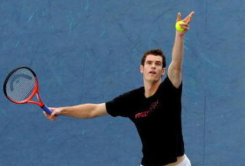VALENCIA, SPAIN - NOVEMBER 02:  Andy Murray of Great Britain serves the ball during a training session on day one of the ATP 500 World Tour Valencia Open tennis tournament at the Ciudad de las Artes y las Ciencias on November 2, 2009 in Valencia, Spain.  (Photo by Jasper Juinen/Getty Images)
