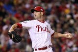 PHILADELPHIA - OCTOBER 31:  J.A. Happ #43 of the Philadelphia Phillies pitches against the New York Yankees in Game Three of the 2009 MLB World Series at Citizens Bank Park on October 31, 2009 in Philadelphia, Pennsylvania.  (Photo by Nick Laham/Getty Images)
