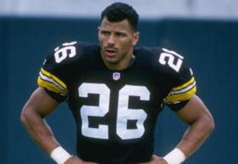Defensive back Rod Woodson of the Pittsburgh Steelers during pregame warm-ups before the Steelers 24-9 loss to the Jacksonville Jaguars at Jacksonville Stadium in Jacksonville, Florida.