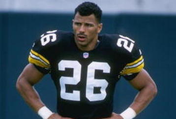 Defensive back Rod Woodson of the Pittsburgh Steelers during pregame warm-ups before the Steelers 24-9 loss to the Jacksonville Jaguars at Jacksonville Stadium in Jacksonville, Florida.