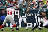 PHILADELPHIA - NOVEMBER 01:  Donovan McNabb #5 of the Philadelphia Eagles throws a pass against the New York Giants on November 1, 2009 at Lincoln Financial Field in Philadelphia, Pennsylvania. The Eagles defeated the Giants 40-17.  (Photo by Jim McIsaac/Getty Images)