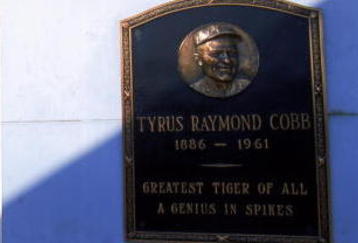 27 Sep 1999:  A view of the Tiger Stadium with Tyrus Raymond Cobb plaque taken during the last game played at the Tiger Stadium against the Kansas City Royals in Detroit, Michigan. The Tigers defeated the Royals 8-2. Mandatory Credit: Ezra O. Shaw  /Allsport