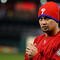 PHILADELPHIA - NOVEMBER 01:  Shane Victorino #8 of the Philadelphia Phillies looks on during batting practice against the New York Yankees in Game Four of the 2009 MLB World Series at Citizens Bank Park on November 1, 2009 in Philadelphia, Pennsylvania.  (Photo by Al Bello/Getty Images)