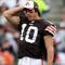 CLEVELAND - OCTOBER 04:  Brady Quinn #10 of the Cleveland Browns looks on against the Cincinnati Bengals during their game at Cleveland Browns Stadium on October 4, 2009 in Cleveland, Ohio. The Bengals defeated the Browns 23-20 in overtime.  (Photo by Jim McIsaac/Getty Images)