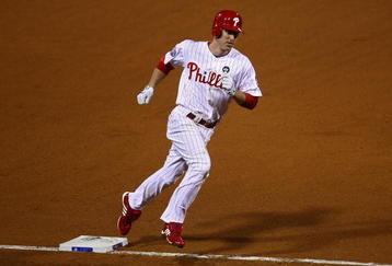 PHILADELPHIA - NOVEMBER 01:  Chase Utley #26 of the Philadelphia Phillies rounds third base on his solo home run in the bottom of the seventh inning against the New York Yankees in Game Four of the 2009 MLB World Series at Citizens Bank Park on November 1, 2009 in Philadelphia, Pennsylvania.  (Photo by Chris McGrath/Getty Images)