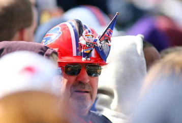 ORCHARD PARK, NY - OCTOBER 11:  A fan of the Buffalo Bills looks on from the stands during the NFL game against the Cleveland Browns at Ralph Wilson Stadium on October 11, 2009 in Orchard Park, New York. The Browns defeated the Bills 6-3. (Photo by Rick Stewart/Getty Images)