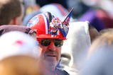 ORCHARD PARK, NY - OCTOBER 11:  A fan of the Buffalo Bills looks on from the stands during the NFL game against the Cleveland Browns at Ralph Wilson Stadium on October 11, 2009 in Orchard Park, New York. The Browns defeated the Bills 6-3. (Photo by Rick Stewart/Getty Images)