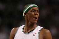 BOSTON - MAY 02:  Rajon Rondo #9 of the Boston Celtics reacts after he is called for a technical foul in the second half against the Chicago Bulls in Game Seven of the Eastern Conference Quarterfinals during the 2009 NBA Playoffs at TD Banknorth Garden on May 2, 2009 in Boston, Massachusetts. The Celtics defeated the Bulls 109-99. NOTE TO USER: User expressly acknowledges and agrees that, by downloading and or using this photograph, User is consenting to the terms and conditions of the Getty Images License Agreement.  (Photo by Elsa/Getty Images)