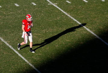 ATHENS, GA - OCTOBER 03:  Quarterback Joe Cox #14 of the Georgia Bulldogs against the Louisiana State University Tigers at Sanford Stadium on October 3, 2009 in Athens, Georgia.  (Photo by Kevin C. Cox/Getty Images)