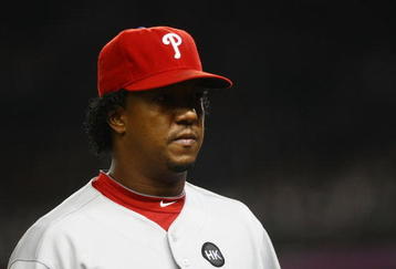 NEW YORK - OCTOBER 29:  Starting pitcher Pedro Martinez #45 of the Philadelphia Phillies comes out of the game in the seventh inning against the New York Yankees in Game Two of the 2009 MLB World Series against at Yankee Stadium on October 29, 2009 in the Bronx borough of New York City.  (Photo by Chris McGrath/Getty Images)