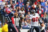 ORCHARD PARK, NY - NOVEMBER 01: Jairus Byrd #31 of the Buffalo Bills intercepts a pass that deflected off of Andre Johnson #80 of the Houston Texans at Ralph Wilson Stadium on November 1, 2009 in Orchard Park, New York.  (Photo by Rick Stewart/Getty Images)