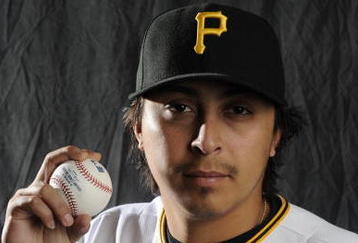 BRADENTON, FL - FEBRUARY 22: Jesse Chavez #43 of the Pittsburgh Pirates poses during photo day at the Pirates spring training complex on February 22, 2009 in Bradenton, Florida. (Photo by Rob Tringali/Getty Images)