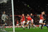 MANCHESTER, ENGLAND - NOVEMBER 03:  Paul Scholes of Manchester United scores his team's second goal during the UEFA Champions League Group B match between Manchester United and CSKA Moscow at Old Trafford on November 3, 2009 in Manchester, England.  (Photo by Michael Regan/Getty Images)