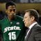 DETROIT - APRIL 06: Head coach Tom Izzo of the Michigan State Spartans gestures as he talks with Durrell Summers #15 in the second half against the North Carolina Tar Heels during the 2009 NCAA Division I Men's Basketball National Championship game at Ford Field on April 6, 2009 in Detroit, Michigan. (Photo by Andy Lyons/Getty Images)