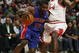 CHICAGO - MARCH 24: Will Bynum #12 of the Detroit Pistons drives around Tim Thomas #2 of the Chicago Bulls on March 24, 2009 at the United Center in Chicago, Illinois. The Bulls defeated the Pistons 99-91. NOTE TO USER: User expressly acknowledges and agreees that, by downloading and/or using this Photograph, User is consenting to the terms and conditions of the Getty Images License Agreement. (Photo by Jonathan Daniel/Getty Images)