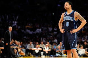 LOS ANGELES, CA - APRIL 21: Deron Williams #8 of the Utah Jazz looks on in the second half against the Los Angeles Lakers in Game Two of the Western Conference Quarterfinals during the 2009 NBA Playoffs at Staples Center on April 21, 2009 in Los Angeles, California. NOTE TO USER: User expressly acknowledges and agrees that, by downloading and or using this photograph, User is consenting to the terms and conditions of the Getty Images License Agreement. (Photo by Kevork Djansezian/Getty Images)