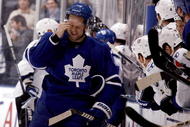 TORONTO - NOVEMBER 3:  Phil Kessel #81 of the Toronto Maple Leafs regroups after getting hit by Mattias Ohlund #5 of the Tampa Bay Lightning during a NHL game at the Air Canada Centre on November 3, 2009 in Toronto, Ontario, Canada .  (Photo by Abelimages/Getty Images)
