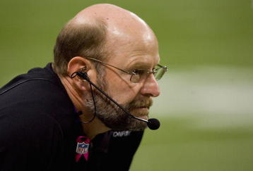 ST. LOUIS, MO - OCTOBER 11: Head coach Brad Childress of the Minnesota Vikings looks on against the St. Louis Rams at the Edward Jones Dome on October 11, 2009 in St. Louis, Missouri.  The Vikings beat the Rams 38-10.  (Photo by Dilip Vishwanat/Getty Images)