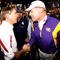 BATON ROUGE, LA - NOVEMBER 08:  Head Coach Nick Saban of the Alabama Crimson Tide is congratulated by head coach Les Miles of the Louisiana State University Tigers after the Tide defeated the Tigers 27-21 in overtime on November 11, 2008 at Tiger Stadium in Baton Rouge, Louisiana.  (Photo by Chris Graythen/Getty Images)