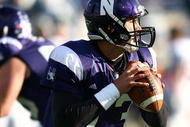 EVANSTON, IL - OCTOBER 31: Mike Kafka #13 of the Northwestern Wildcats looks for a receiver against the Penn State Nittany Lions at Ryan Field on October 31, 2009 in Evanston, Illinois. Penn State defeated Northwestern 34-13. (Photo by Jonathan Daniel/Getty Images)