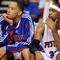 AUBURN HILLS, MI - APRIL 26:  (L-R) Tayshaun Prince #22 and Richard Hamilton #32 of the Detroit Pistons sit on the bench in Game Four of the Eastern Conference Quarterfinals against the Cleveland Cavaliers during the 2009 NBA Playoffs at the Palace of Auburn Hills on April 26, 2009 in Auburn Hills, Michigan.  The Cavaliers won 99-78.  NOTE TO USER: User expressly acknowledges and agrees that, by downloading and or using this photograph, User is consenting to the terms and conditions of the Getty Images License Agreement.  (Photo by Gregory Shamus/Getty Images)
