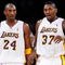 LOS ANGELES, CA - NOVEMBER 01:  Kobe Bryant #24 and Ron Artest of the Los Angeles Lakers talk against the Atlanta Hawks during the second quarter of the NBA basketball game at Staples Center on November 1, 2009 in Los Angeles, California. Bryant scored 41 points and the Lakers went on to win 118-110. NOTE TO USER: User expressly acknowledges and agrees that, by downloading and/or using this Photograph, user is consenting to the terms and conditions of the Getty Images License Agreement.  (Photo by Kevork Djansezian/Getty Images)