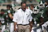 EAST LANSING, MI - SEPTEMBER 05:  Michigan State Spartans head coach Mark Dantonio watches the action during the game against the Montana State Bobcats on September 5, 2009 at Spartan Stadium in East Lansing, Michigan.  (Photo by Leon Halip/Getty Images)