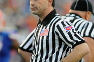 GAINESVILLE, FL - OCTOBER 17: SEC referee Marc Curles watches play as the Florida Gators host the Arkansas Razorbacks October 17, 2009 at Ben Hill Griffin Stadium in Gainesville, Florida.  (Photo by Al Messerschmidt/Getty Images)