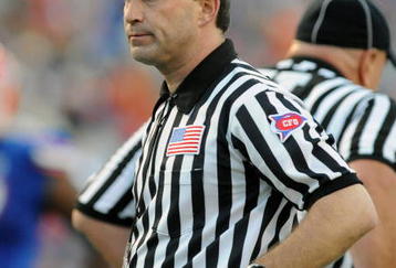 GAINESVILLE, FL - OCTOBER 17: SEC referee Marc Curles watches play as the Florida Gators host the Arkansas Razorbacks October 17, 2009 at Ben Hill Griffin Stadium in Gainesville, Florida.  (Photo by Al Messerschmidt/Getty Images)