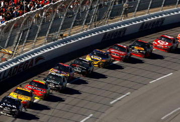 TALLADEGA, AL - NOVEMBER 01:  Casey Mears, driver of the #07 Jack Daniel's Chevrolet, leads a single file draft during the NASCAR Sprint Cup Series AMP Energy 500 at Talladega Superspeedway on November 1, 2009 in Talladega, Alabama.  (Photo by Chris Graythen/Getty Images)