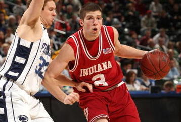 INDIANAPOLIS - MARCH 12:  Matt Roth #2 of the Indiana Hoosiers drives against Danny Morrissey #33 of the Penn State Nittany Lions during the first round of the Big Ten Men's Basketball Tournament at Conseco Fieldhouse on March 12, 2009 in Indianapolis, Indiana.  (Photo by Jonathan Daniel/Getty Images)